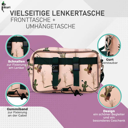 IKURI Lenkertasche Cactus – wasserdichte Fahrradtasche für Lenker und Schulter, handgefertigt