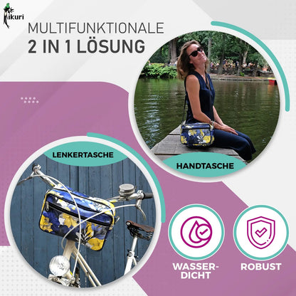 IKURI Lenkertasche Azucena – wasserdichte Fahrradtasche für Lenker und Schulter, handgefertigt