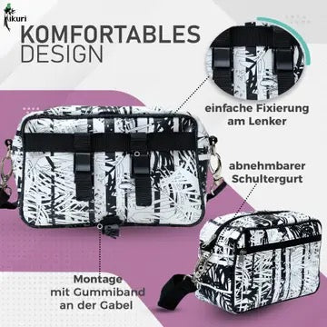 IKURI Lenkertasche Palmeras – wasserdichte Fahrradtasche für Lenker und Schulter, handgefertigt