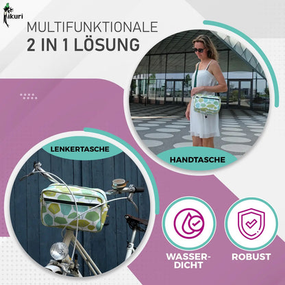 IKURI Lenkertasche Bosque – wasserdichte Fahrradtasche für Lenker und Schulter, handgefertigt