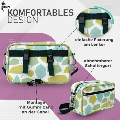 IKURI Lenkertasche Bosque – wasserdichte Fahrradtasche für Lenker und Schulter, handgefertigt