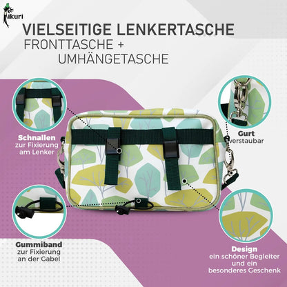 IKURI Lenkertasche Bosque – wasserdichte Fahrradtasche für Lenker und Schulter, handgefertigt