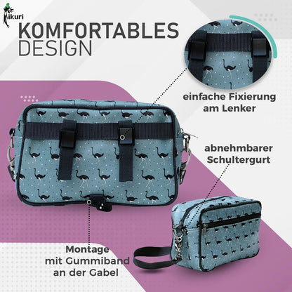 IKURI Lenkertasche Avestruz – wasserdichte Fahrradtasche für Lenker und Schulter, handgefertigt
