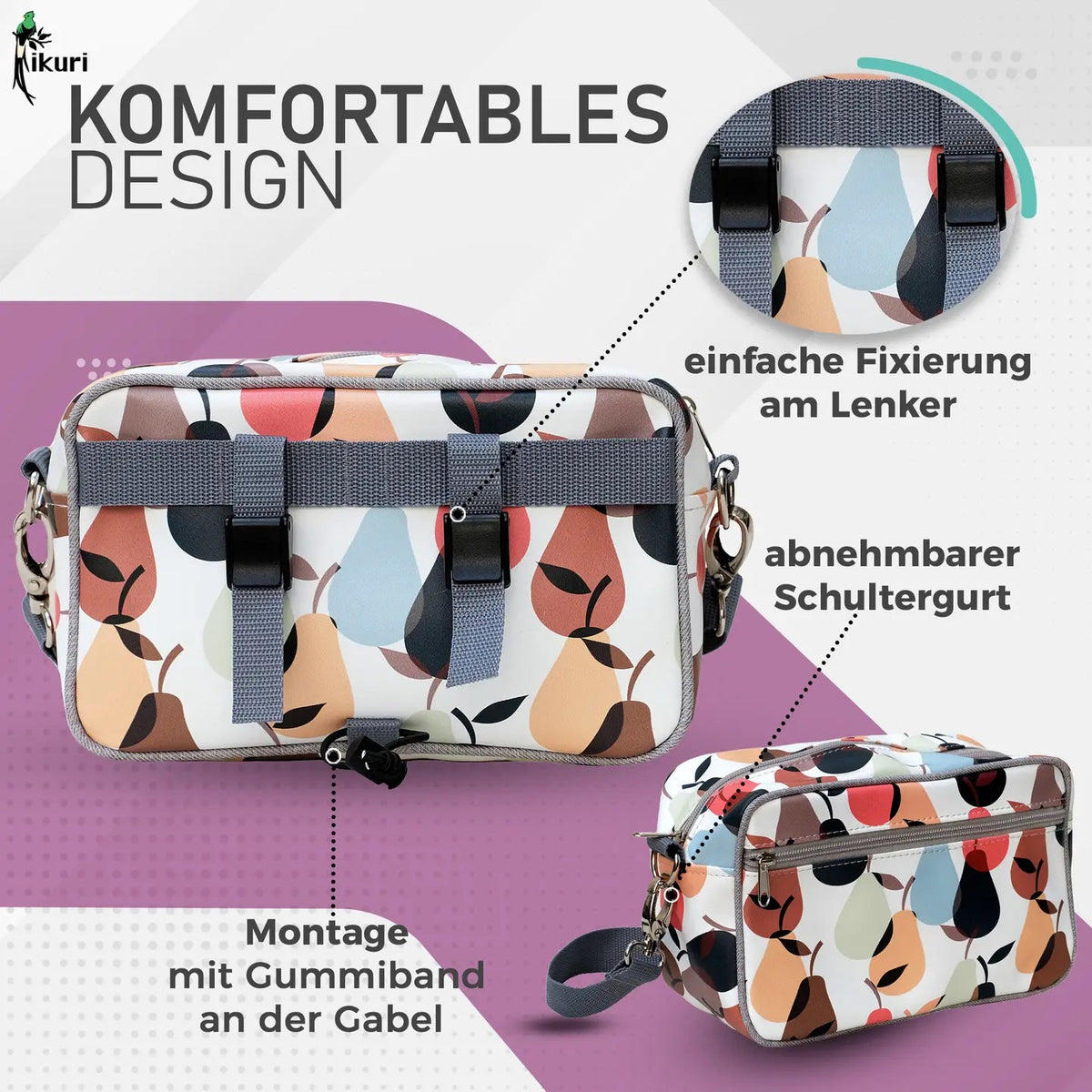 KURI Lenkertasche Peras – wasserdichte Fahrradtasche für Lenker und Schulter, handgefertigt
