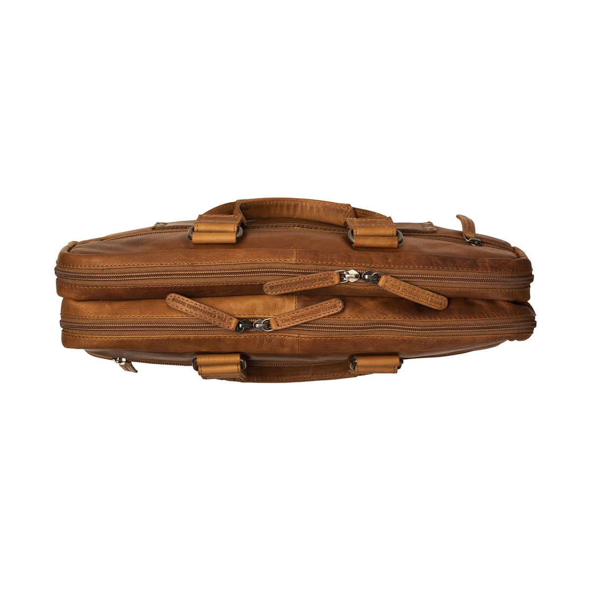 Laptoptasche Seth Cognac – Frontalansicht mit geschlossenen Reißverschlüssen I The Chesterfield Brand