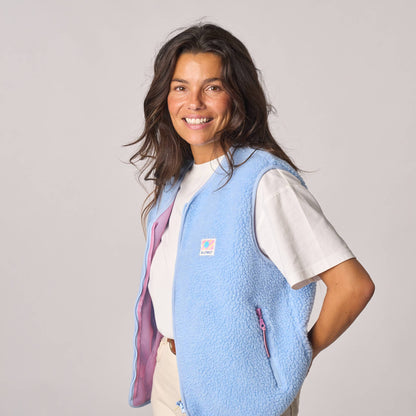 Damen Sherpa-Weste recyceltes Polyester Blau – BILLYBELT
