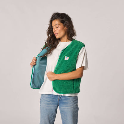 Damen Sherpa-Weste recyceltes Polyester Grün – BILLYBELT