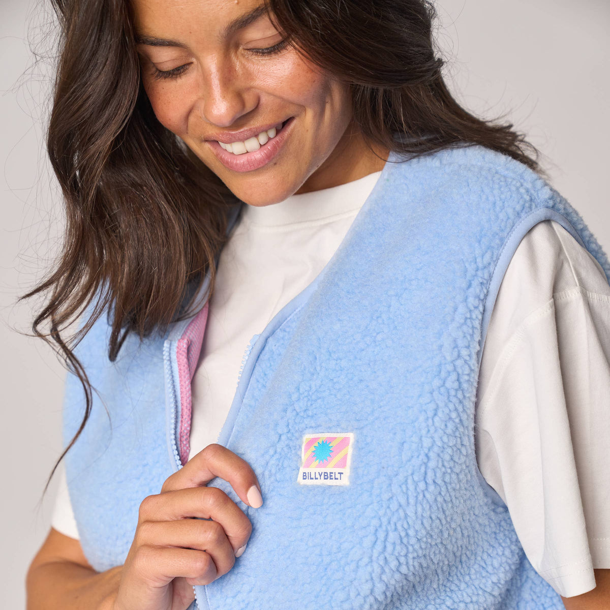Damen Sherpa-Weste recyceltes Polyester Blau – BILLYBELT