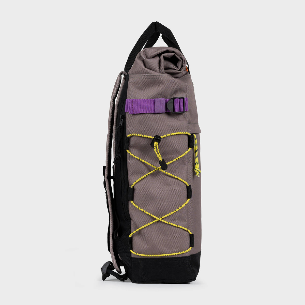 Billybelt Roll-Top Rucksack aus 100% recyceltem Polyester - Taupe-Seitenansicht - HOLE-X