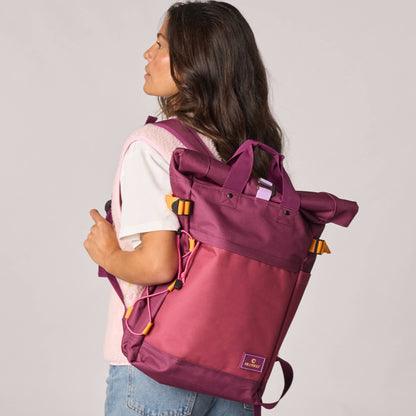 Roll-Top Rucksack aus 100% recyceltem Polyester- Rucksack - Bordeauxviolett