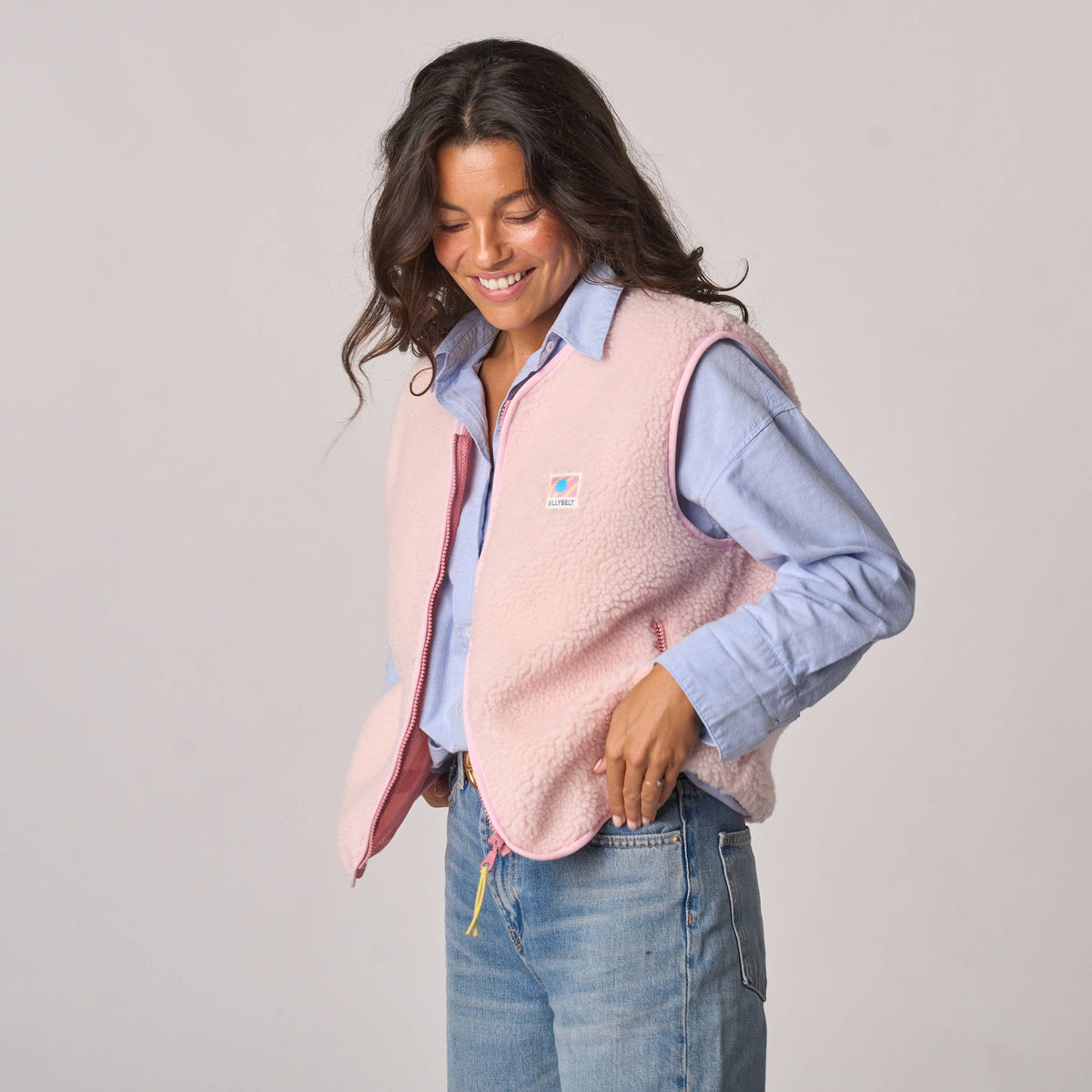Damen Sherpa-Weste recyceltes Polyester Hellrosa – BILLYBELT