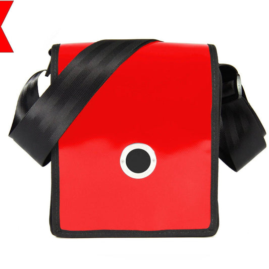 HOLE-X BRAVO Umhängetasche LKW-Plane rot Bringe Deine Tasche zum Leuchten mit Deinem Smartphone - HOLE-X-WORLD