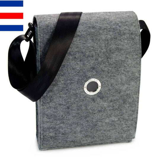 HOLE-X CHARLIE Umhängetasche Filz DIN A4 passt rein hellgrau Bringe Deine Tasche zum Leuchten mit Deinem Smartphone - HOLE-X-WORLD