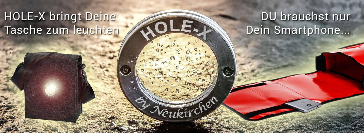 HOLE-X FOXTROTT Umhängetasche Lkw-Plane hellgrau Bringe Deine Tasche zum Leuchten mit Deinem Smartphone - HOLE-X-WORLD