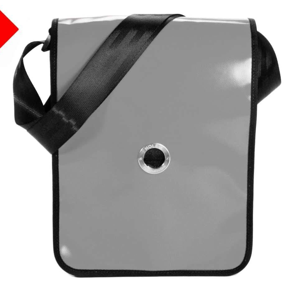 HOLE-X FOXTROTT Umhängetasche Lkw-Plane hellgrau Bringe Deine Tasche zum Leuchten mit Deinem Smartphone - HOLE-X-WORLD