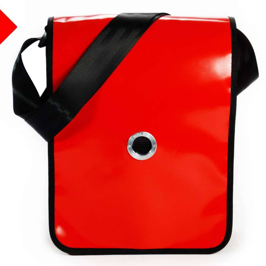 HOLE-X FOXTROTT Umhängetasche Lkw-Plane rot Bringe Deine Tasche zum Leuchten mit Deinem Smartphone - HOLE-X-WORLD