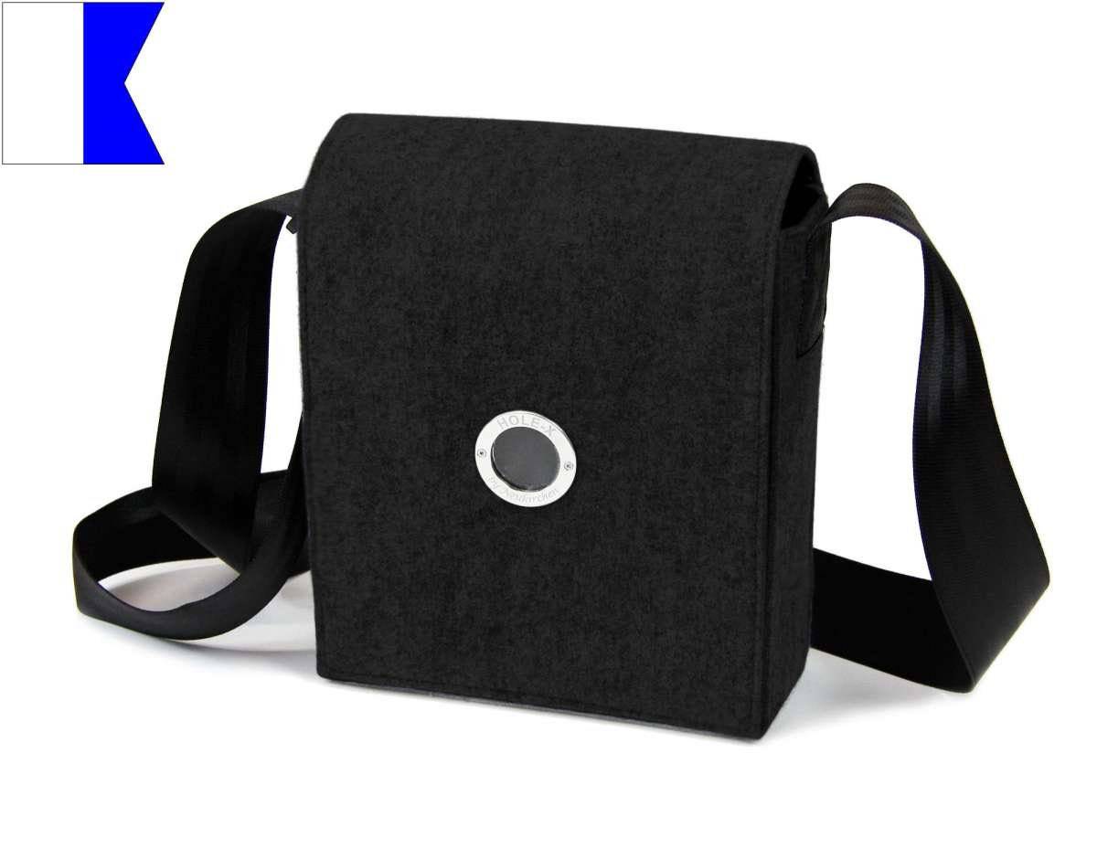 HOLE-X ALFA Umhängetasche schwarz Filz Bringe Deine Tasche zum Leuchten mit Deinem Smartphone - HOLE-X-WORLD