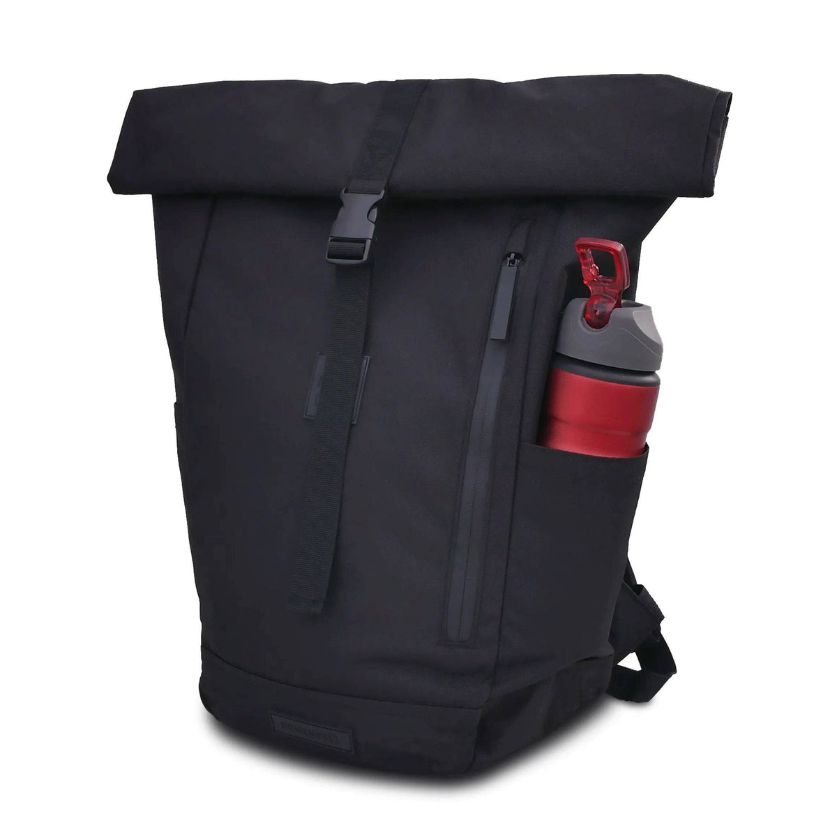 ULTRA LEICHT Rolltop Eco Rucksack Damen & Herren - wasserabweisend - aus recycelten PET Flaschen - schwarz - Bomence - HOLE-X