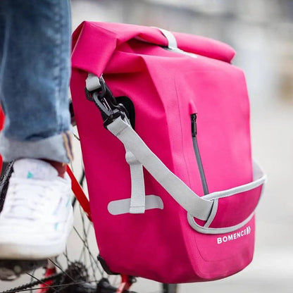 Wasserdichte Fahrradtasche für Gepäckträger – 100% wasserdicht – Pink – „Wegbereiter“ – Bomence - HOLE-X