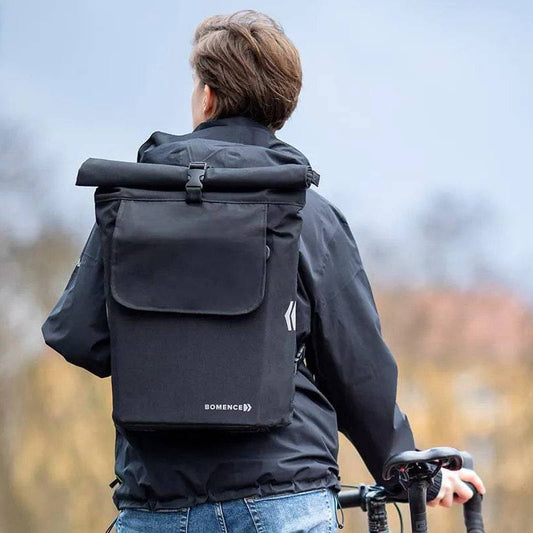 Urban Create – 2-in-1 Fahrradtasche Rucksack Kombi mit Laptopfach für Gepäckträger – Schwarz – Bomence 